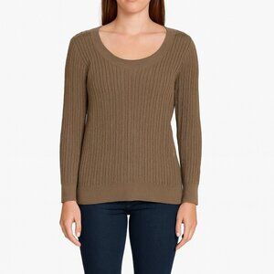 Banana Republic Women's brown knit sweater size L elbow Sleeve casual preppy